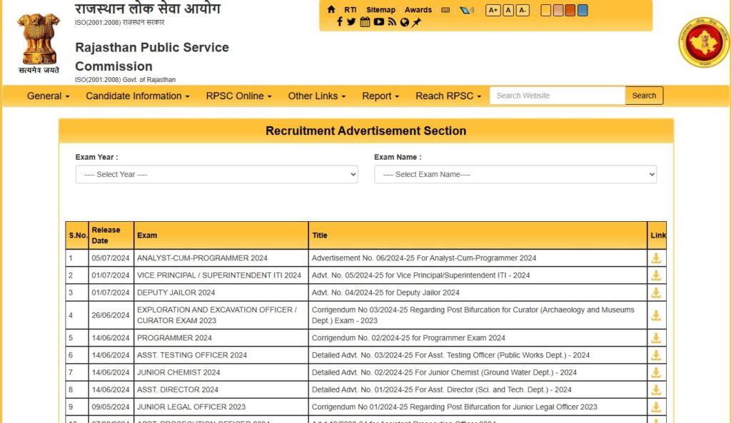 Rajasthan Public Service Commission (RPSC) Analyst cum Programmer (Deputy Director) Recruitment 2024