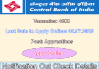 Central Bank of India Apprentices Recruitment 2025