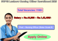 SGPGI Lucknow Nursing Officer Recruitment 2025