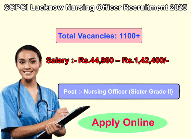 SGPGI Lucknow Nursing Officer Recruitment 2025